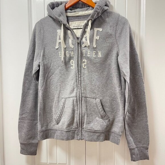 VINTAGE 2000s Y2K ABERCROMBIE GREY SEQUIN HOODIE - Picture 2 of 15